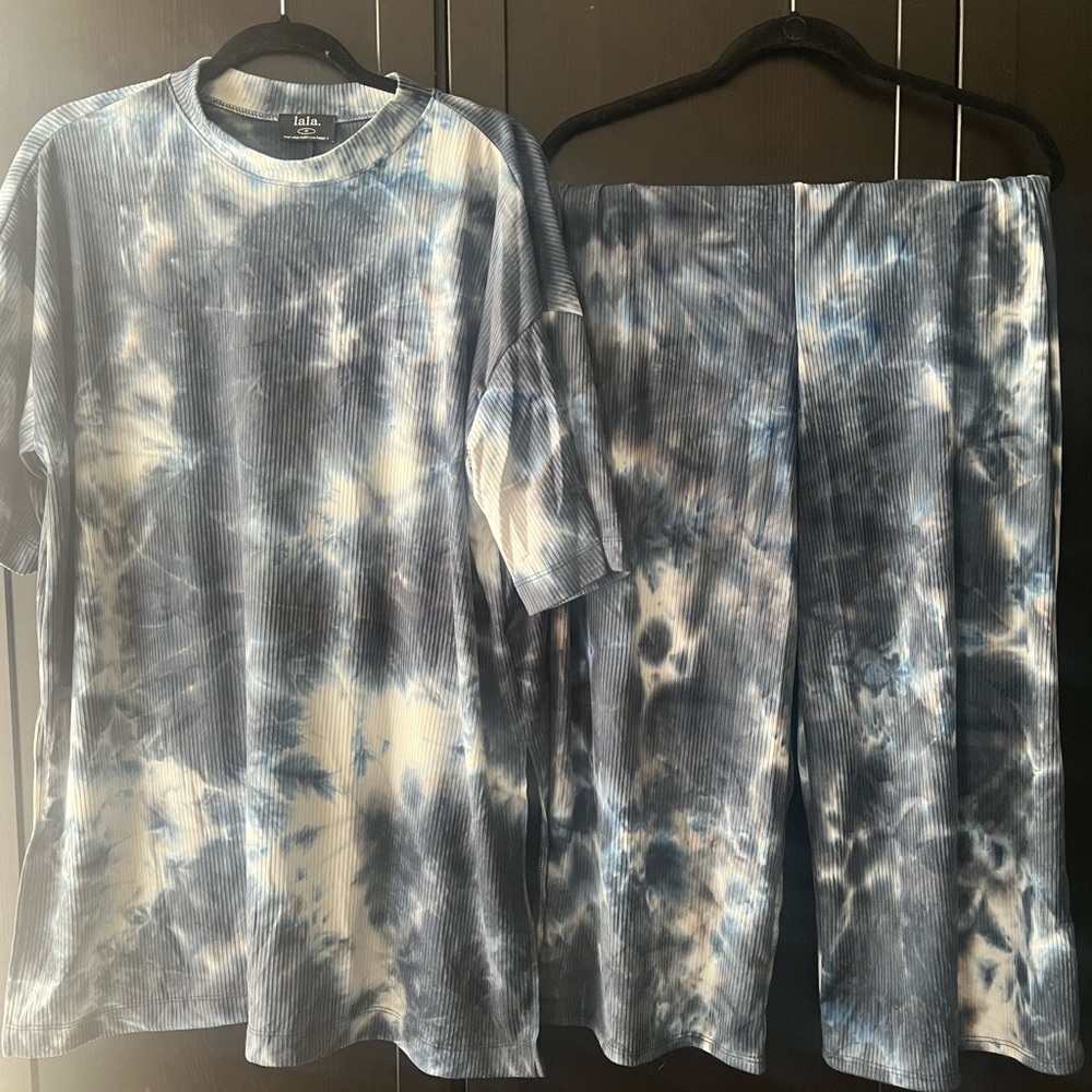 Dressed in Lala Lex Ribbed Playsuit in Cool Girl Tie Dye